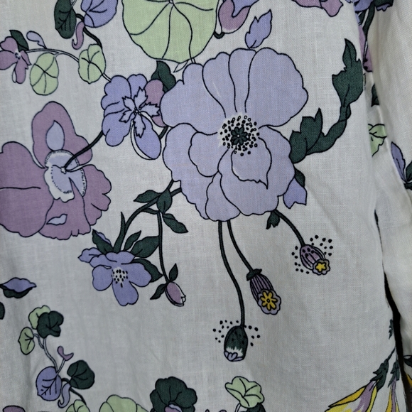 Liz Claiborne Linen Shirt Button-up Lily Floral Spring Summer Boho M - Picture 3 of 14